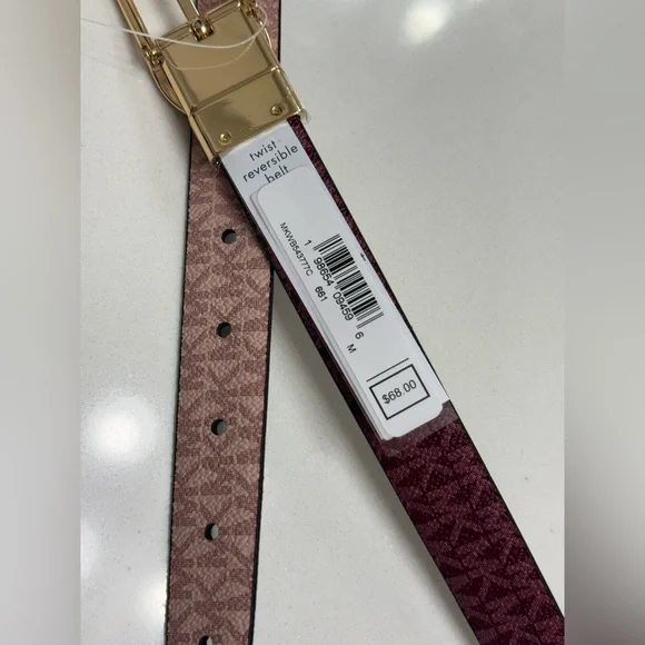 Michael Kors Pink and Burgundy REVERSIBLE Women's Belt M NWT - Picture 6 of 9